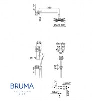 MEDIDAS KIT MONOMANDO DUCHA EMPOTRADO LUSITANO BRUMA